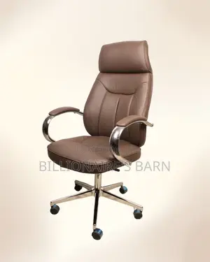 Brown Executive Leather Office Chair — Headrest Support #298