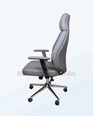 Sleek Grey Executive Leather Office Chair — Smooth-Rolling Mobility