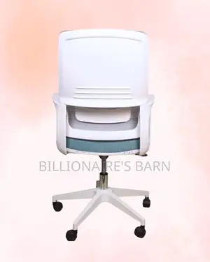 Modern White Ergonomic Mesh Office Chair | Padded Armrests