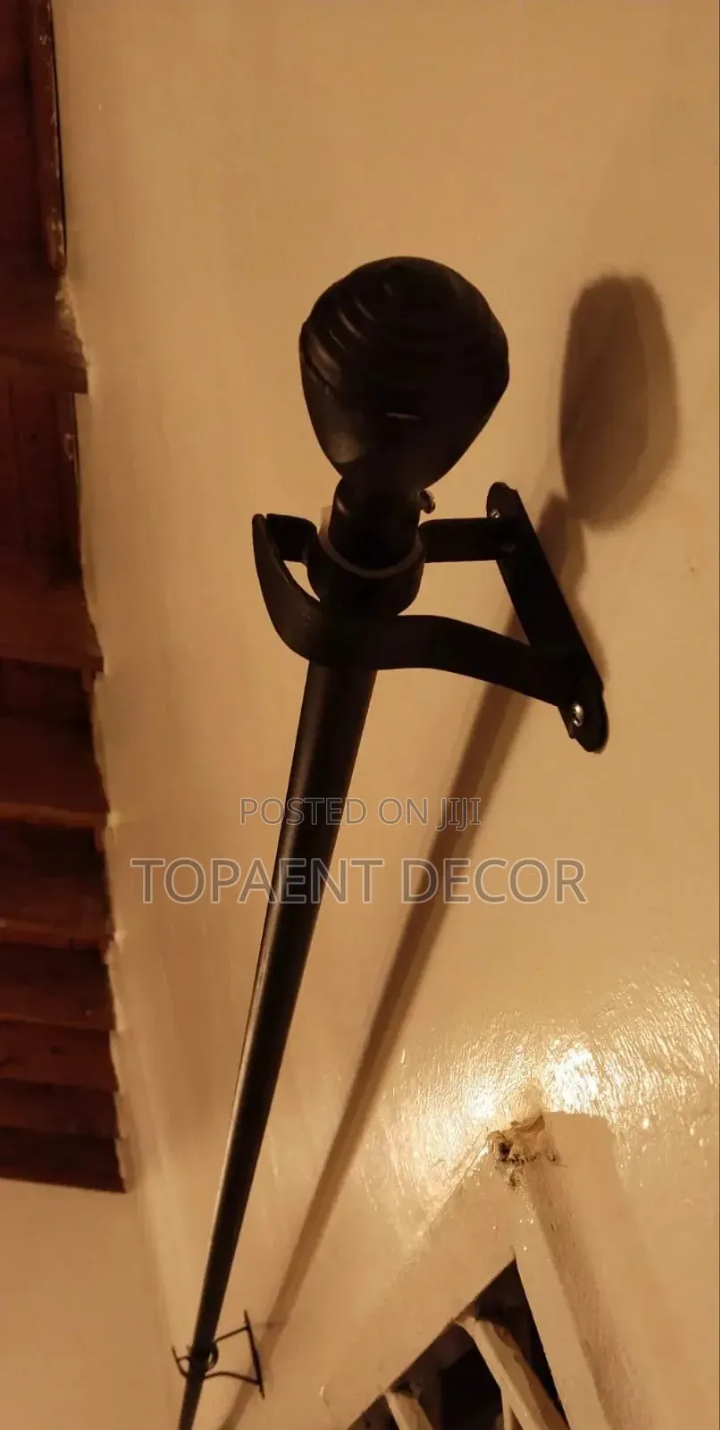 Black 3m Single Window Powder Coated Curtains Rod