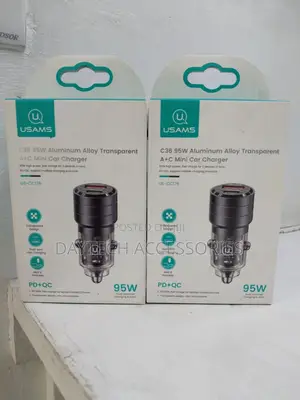 Usams Us-Cc176 C36 95w Usb-A+Usb-C Transparent Mini Fast Car Charger.