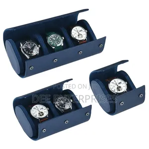 Navy Blue Three in One Leather Watch Organizers