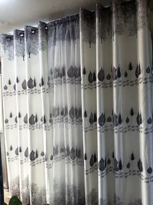 Grey Patched Curtain With Flowered Design