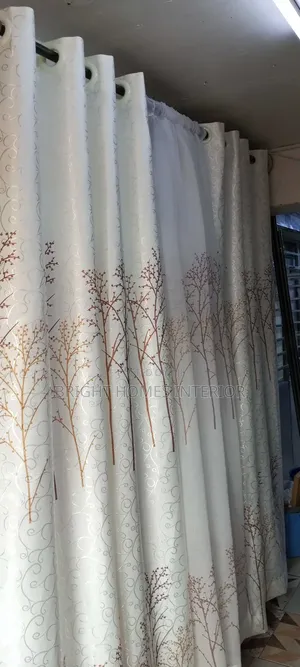 White Curtain With Flowered Design Price Inclusive Installation