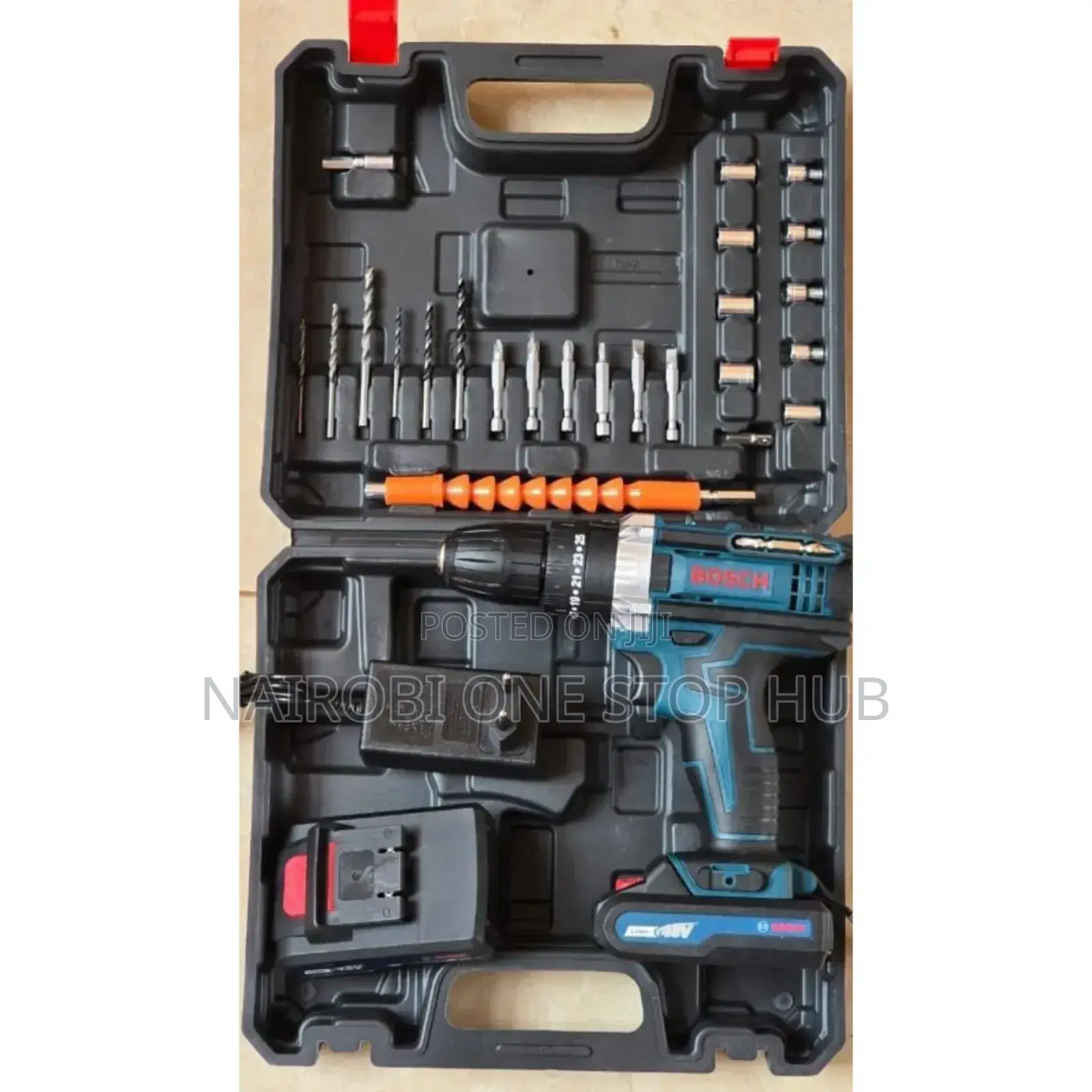 Bosch Cordless 48v Drill With 2 Battery Bits, Accessories