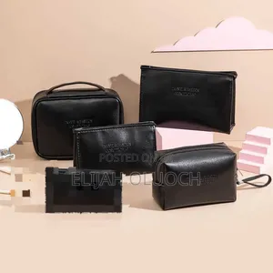 4pcs Vegan Leather Travel Makeup Cosmetic Bags