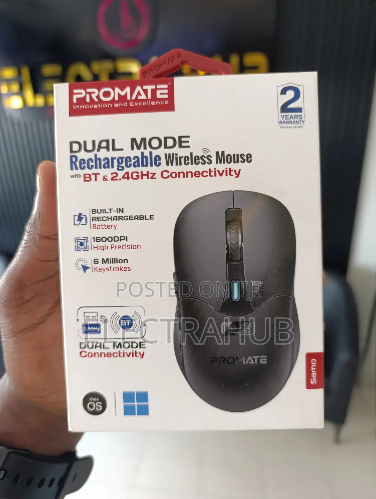 Promate Samo
Dual Mode Rechargeable Wireless Mouse