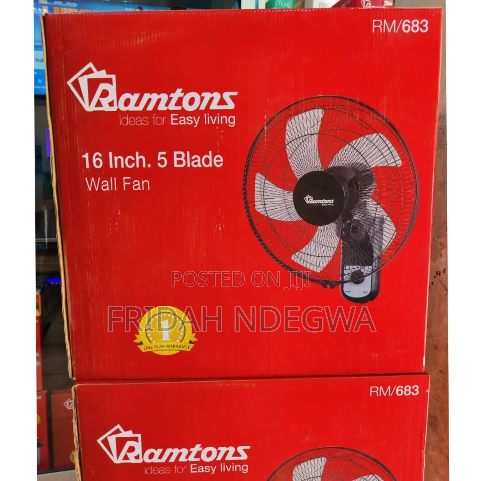 Ramtons 16" Wall Fan 5 Blades Rm683