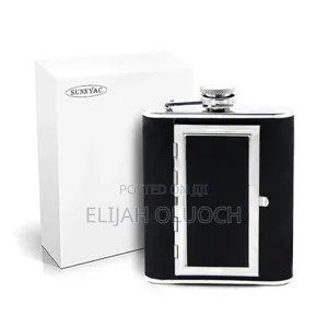 Stainless Steel Hip Flask With a Hidden Cigarette Storage