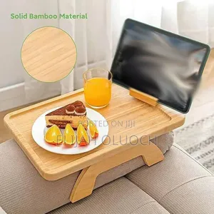 Foldable Wooden Sofa Armrest Tray Clip on Table for Couch