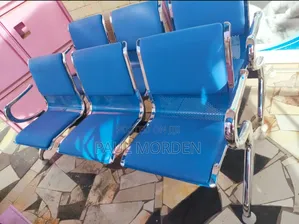 Blue Padded Bench Three Seater Chair