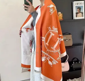 Hermes Double-Sided Scarf for Women Warmer Winter Cashmere Shawls