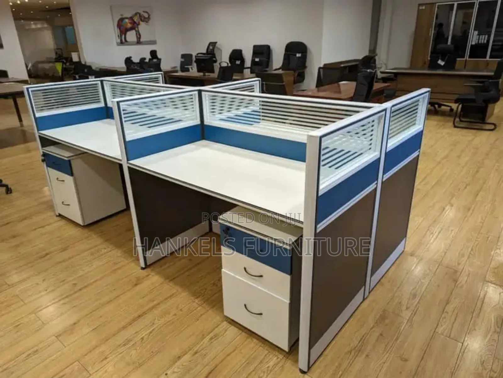 Executive Blue-White 4-Way Workstation