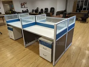 Executive Blue-White 4-Way Workstation