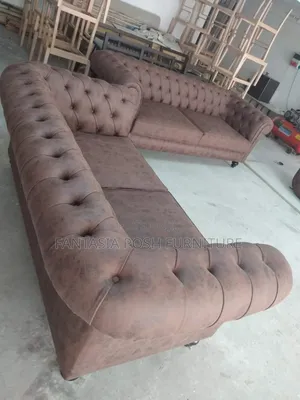 Brown Fabric Chesterfield 2(2-Seater) Sectional Sofa