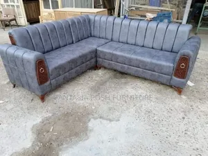 5 Seater Grey L-Shaped Sectional Sofa - Free Delivery