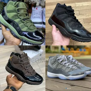 Casual Leather Unisex Leather Jordan 11 High Cut Sneakers Shoes