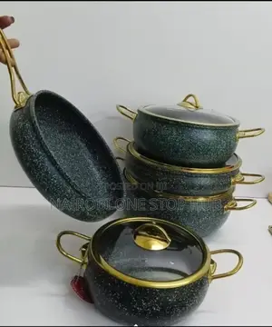 9pcs Mocha Black Granite Coated Cookware Set