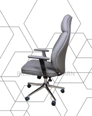 Sleek Grey Executive Leather Office Chair | Lumbar Support
