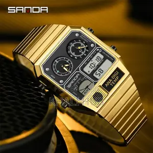Gold Sanda Gents Dual Time Watch Gold Sanda Watch