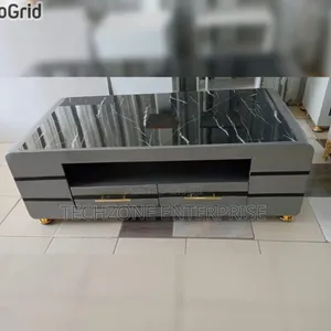 Luxury Executive Black Gold Coffee Table With Marble Topping 