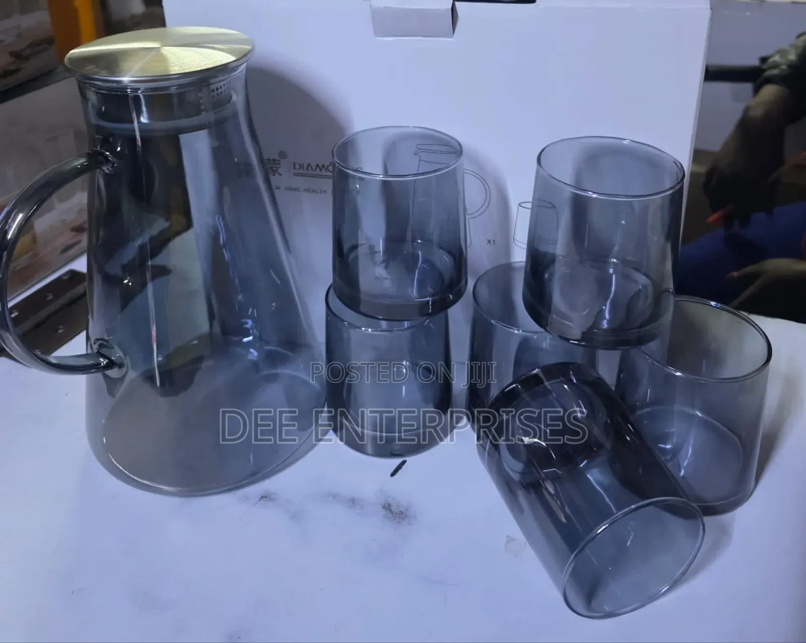 Glass Canvas Borrosilicate Smooky 
Canvas 6 PCS Glasses, Jug 1.95ltrs