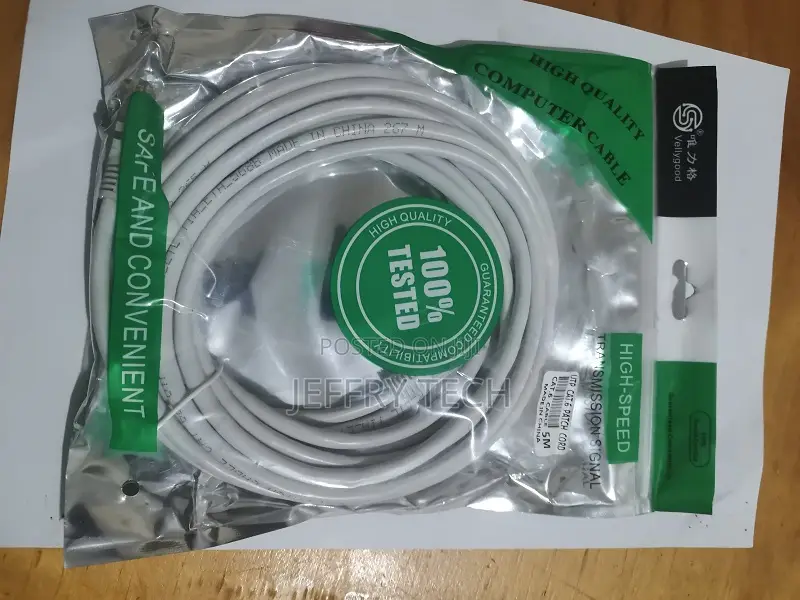 Ethernet Cable 5m White, Cat 6 High Speed Lan Internet Cable, 23awg
