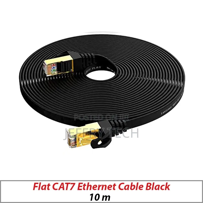 Lan Cable Flat Cat7 Ethernet Black 10m