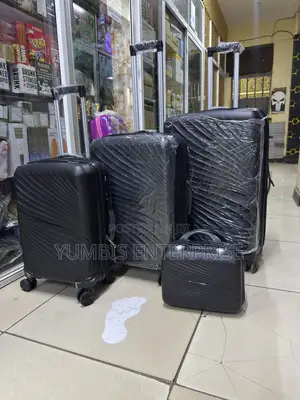 Black Rubber Suitcase 4 in 1 Sets Size 4