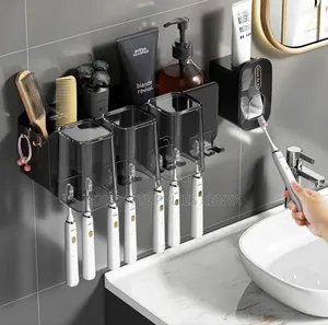 Toothbrush Organizer Toothbrush Storage With Toothpaste Dispenser