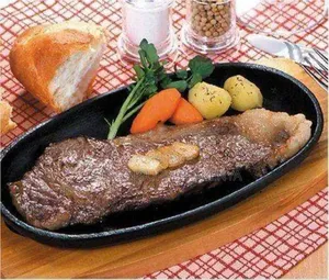Oval Sizzling Hot Plate (Cast Iron) With Heat-Resistant Wooden Tray