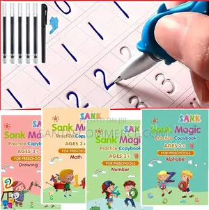 Kids Reusable 4 PCS Set Sank Magic Early Education Books With Pens