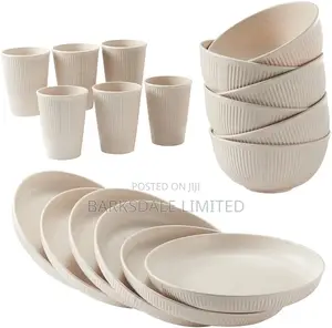 18pcs Dinnerware Set Cups Plates Bowls Dishes Glass White