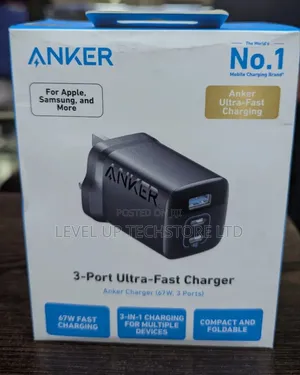 Anker 336 Charger – 67w 3-Port Usb-C and Usb-a (Uk Plug) – Black