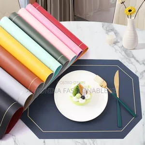 6 PCS Double Side Pure Leather Table Mat
