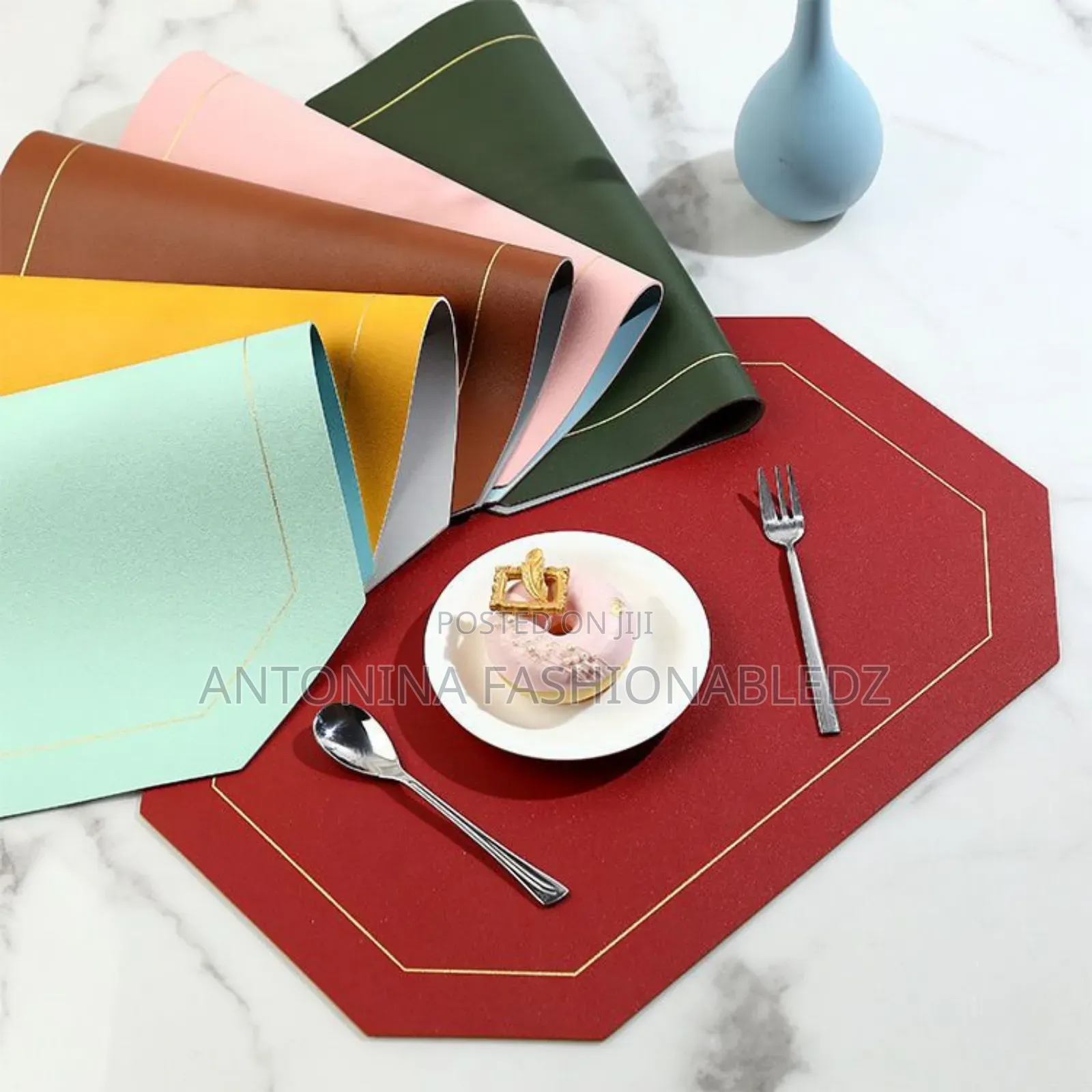 6 PCS Double Side Pure Leather Table Mat