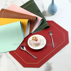 6 PCS Double Side Pure Leather Table Mat