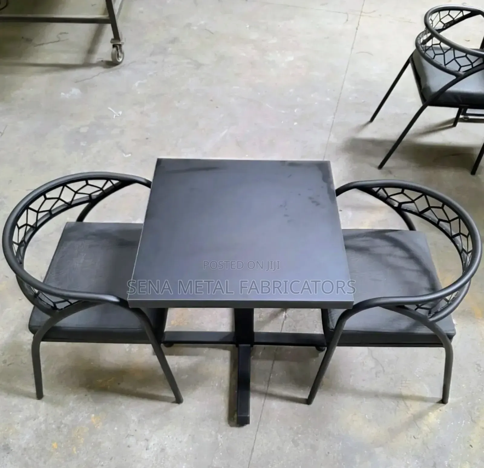 Black Restaurant Dining Set With Powder-Coating Finish.