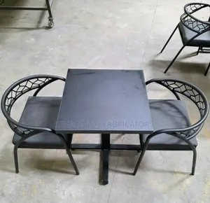 Black Restaurant Dining Set With Powder-Coating Finish.