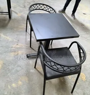 Black Restaurant Dining Set With Powder-Coating Finish.