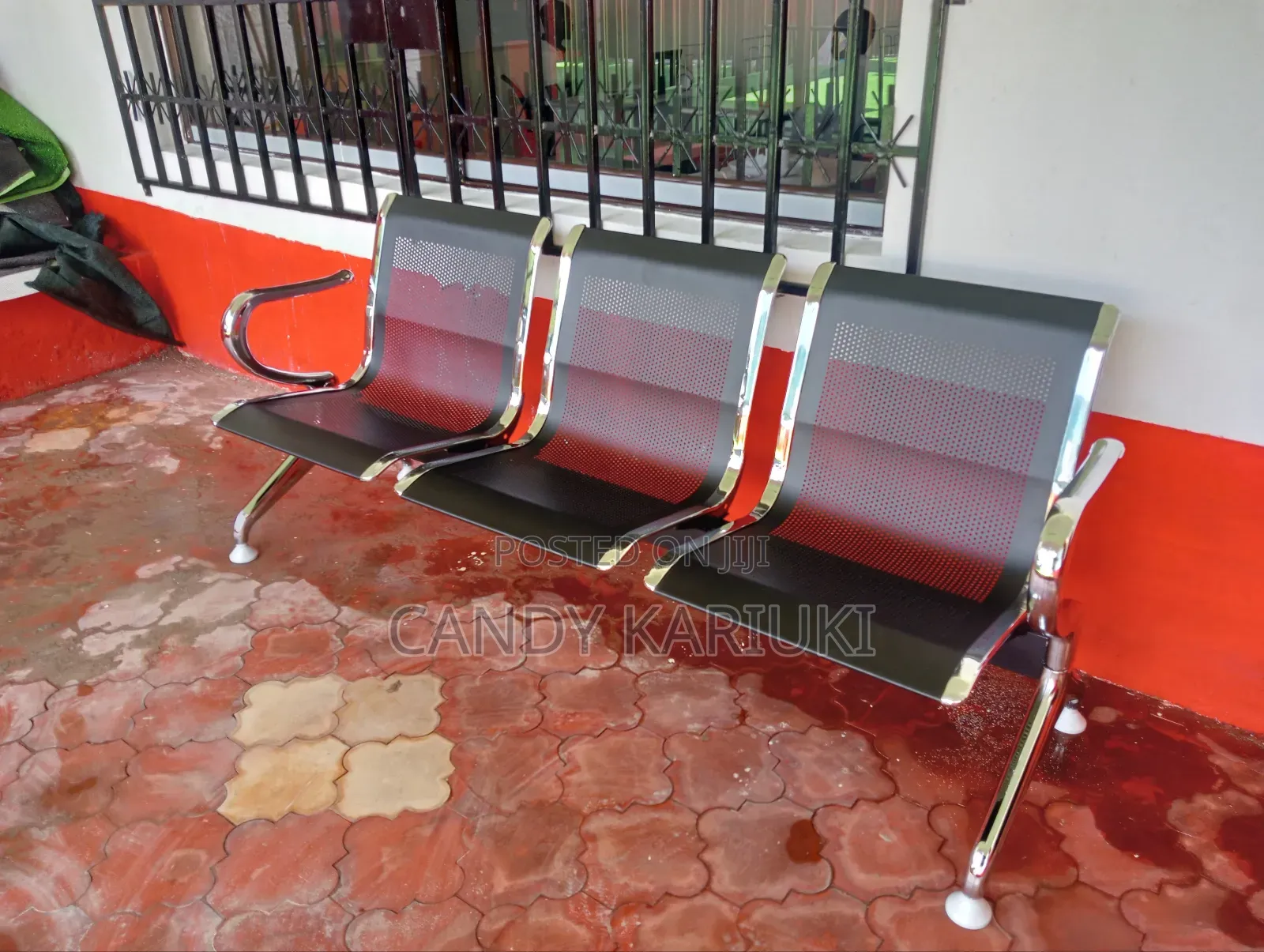 Hospital Reception Linked Bench (Black)