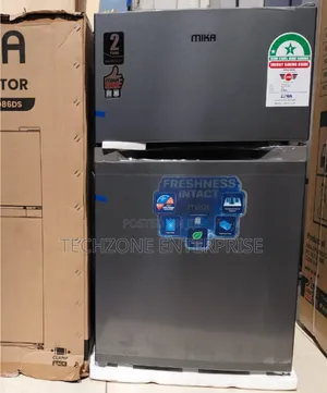 Mika Fridge 86l 2 Door Top Freezer Defrost Line Silver Dark