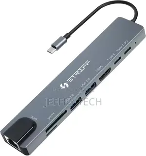 Striff Usb Hub (8-in-1) With 30hz Hdmi, 100 MBPS Ethernet, Microsd