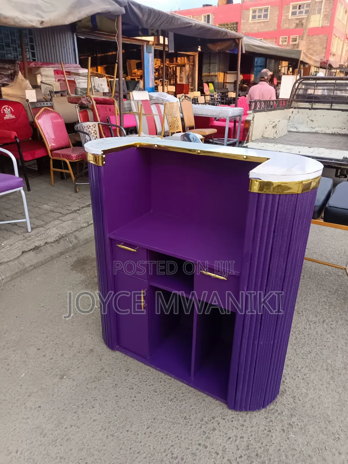 Salon Reception Desk, Purple 