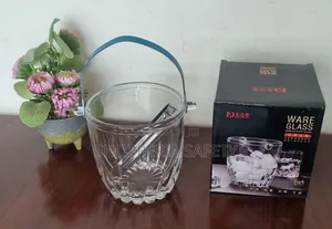 Glass Ice Cube Bucket With a Stainless Lid
