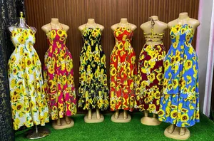 Sunflower Print Sundress/Summer Long Dress