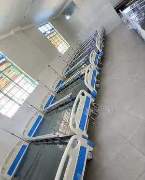 Single Crank Hospital Bed With Mattress, Mackintosh, And A Drip Stand