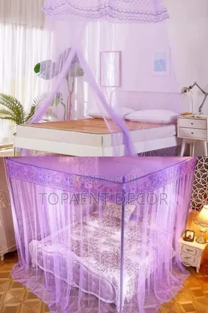 Dark Purple 4 Stand and Light Purple Top Square Mosquito Net