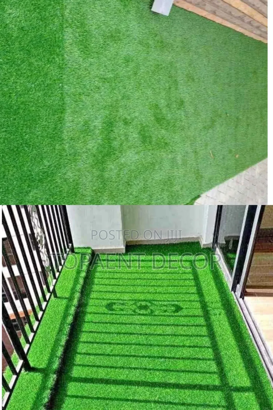 Balcony and Trenches Green Artificial Grass Carpet