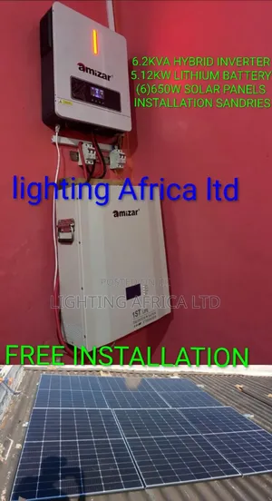 Best Home 6.2kva Inverter - 5.12kwh Lithium Battery (6)650w Solar Kit